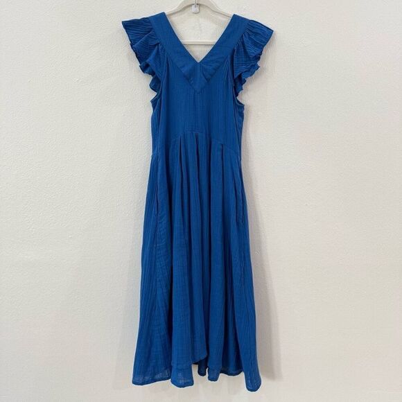 Mille Resort & Travel Women’s XXS Blue Midi Catarina Dress Pockets Beach Summer - Picture 7 of 11